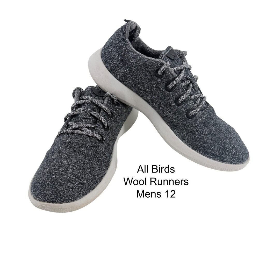 Allbirds Mens Wool Runners Charcoal Grey White Low Top Sneakers Size 12 WRM12